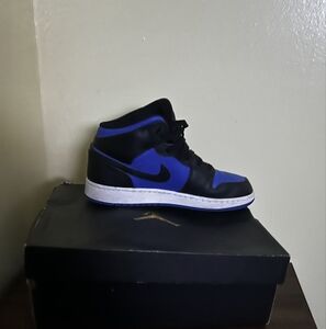 Used Air Jordan Size Youth 7 High Top Sneakers Black and Blue